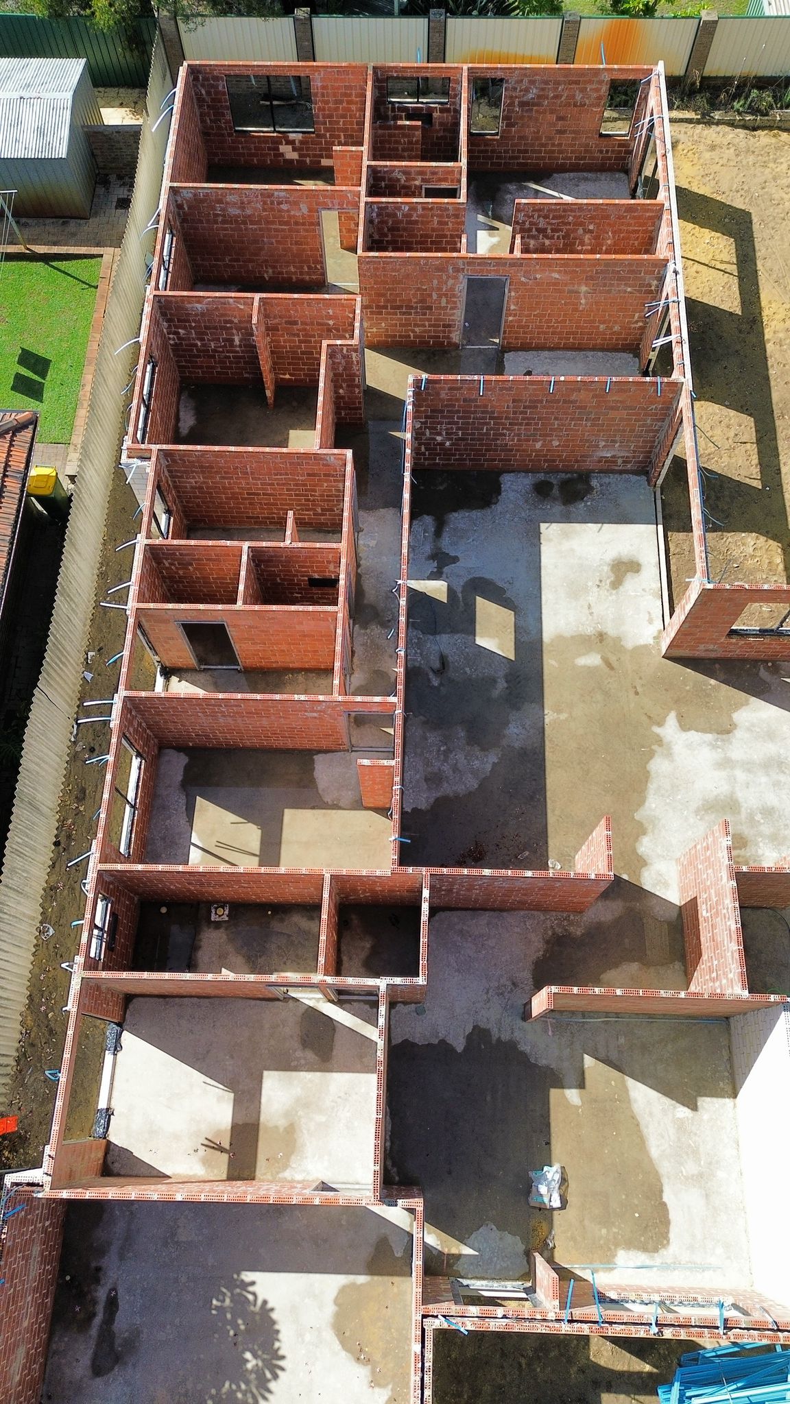 Aerial view of brick home under construction, Perth WA