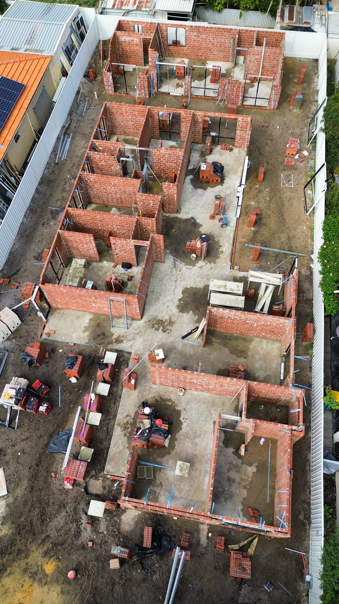 Aerial view of brick home under construction, Perth WA